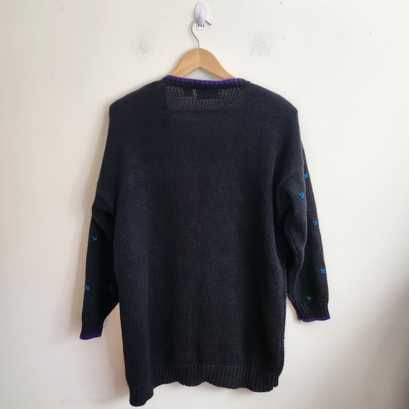 Vintage Maggie Lawerence Black granny cardigan with embrodiery. - Picture 2 of 5